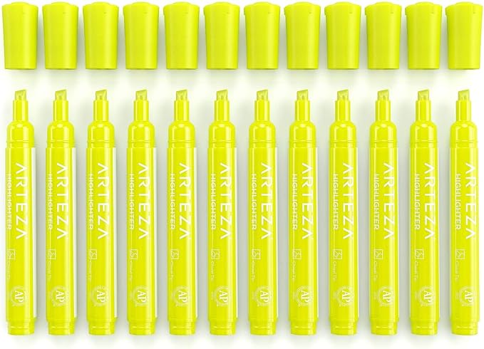 ARTEZA Yellow Highlighters in Bulk, Pack of 64, Chisel Tip Markers-DeskLoop Office