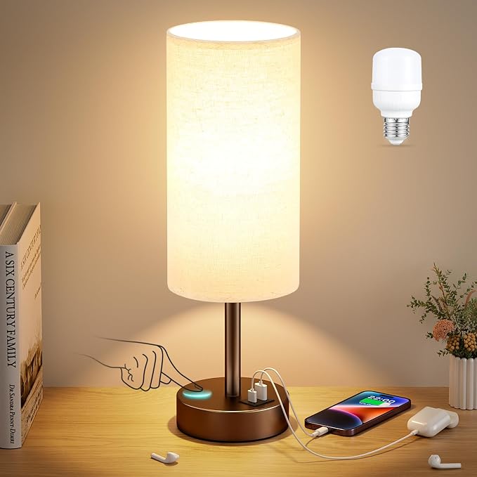 Dicoool Beige Touch Table Lamp for Bedroom - Image 7