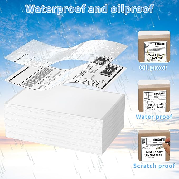 Direct Thermal Label-Shipping Label 4x6-NefLaca Thermal Printer Sticker 4"x6"-Mailing Label,Compatible with Rollo,Nelko,Zebra. MUNBYN Printer,Fanfold Shipping Label(4 Packs of Total 8000 Labels)-DeskLoop Office