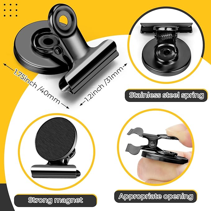 48 Pack Magnetic Clips, Refrigerator Magnets Fridge Magnets, Black Magnet Clips for Whiteboard, Clip Magnets for Photo Displays, Home, Office,Classroom-DeskLoop Office