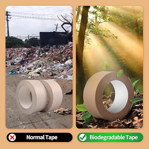 Eco-Friendly Kraft Paper Tape, Biodegradable Kraft Paper Tape, Recyclable Writable Packing Tape, Non-Coated Surface for Masking, Sealing, and Packaging Use, 2inch x 60yards, 36Rolls-DeskLoop Office