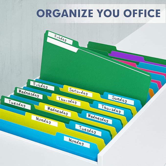 File Folder, PANDRI 220 Pack Colored File Folder, 1/3 Cut Tabs, Letter Size, Assorted 6 Colors Filing Folder for Office School Business-DeskLoop Office