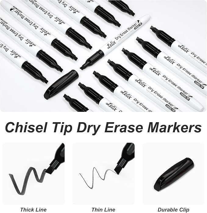 Lelix 42 Pack Black Dry Erase Markers Chisel Tip, Bulk Whiteboard Markers for School, Office Supplies, Perfect for Writing on White Board, Mirror,Calender-DeskLoop Office
