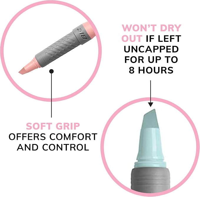 BIC Brite Liner Grip Pastel Highlighter Set, Chisel Tip, Pack of Pastel - Image 8