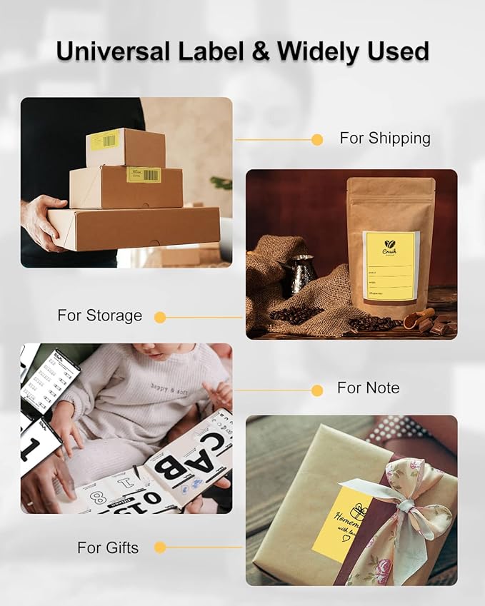 Phomemo 4x6 Thermal Label Printer Paper - 500 PCS Yellow 4"x6" Fan-Fold Shipping Supplies Labels - Water/Oilproof Label Stickers - Permanent Adhesive Thermal 4x6 Labels for Small Business-DeskLoop Office