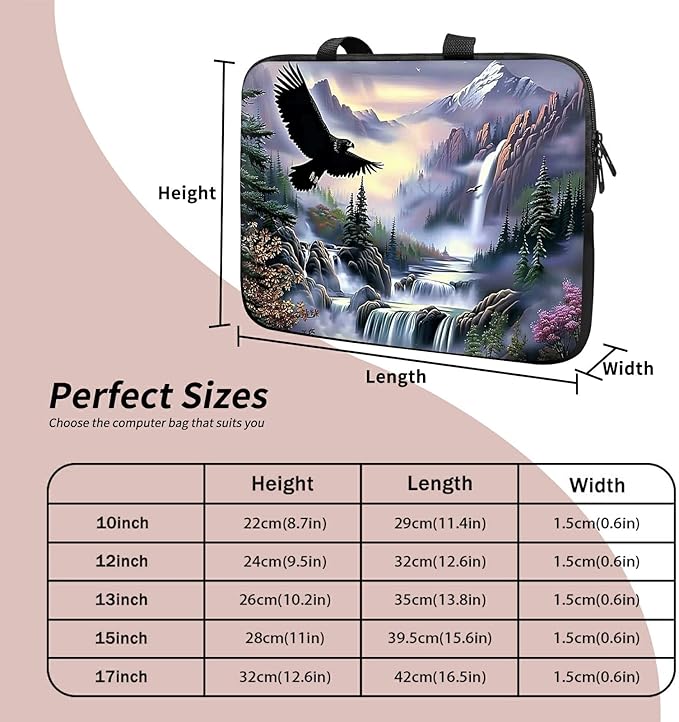 Laptop Sleeve Case Bag 15 inch, Eagle Landscapes Slim Carrying Case Durable Handbag Travel Laptop Bag for 15 inch MacBook Air M3/M2/15 Pro/Surface Laptop 7/6/5/4/3/ Dell XPS 15 Plus