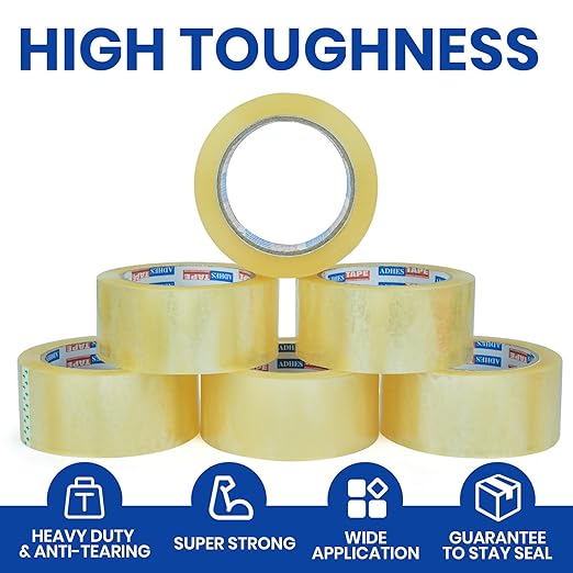 ADHES Packing Tape Shipping Tape Packaging Tape for Moving Boxes, 54.68yard Per Roll 1.88inch Width 2.6Mil Thickness-DeskLoop Office