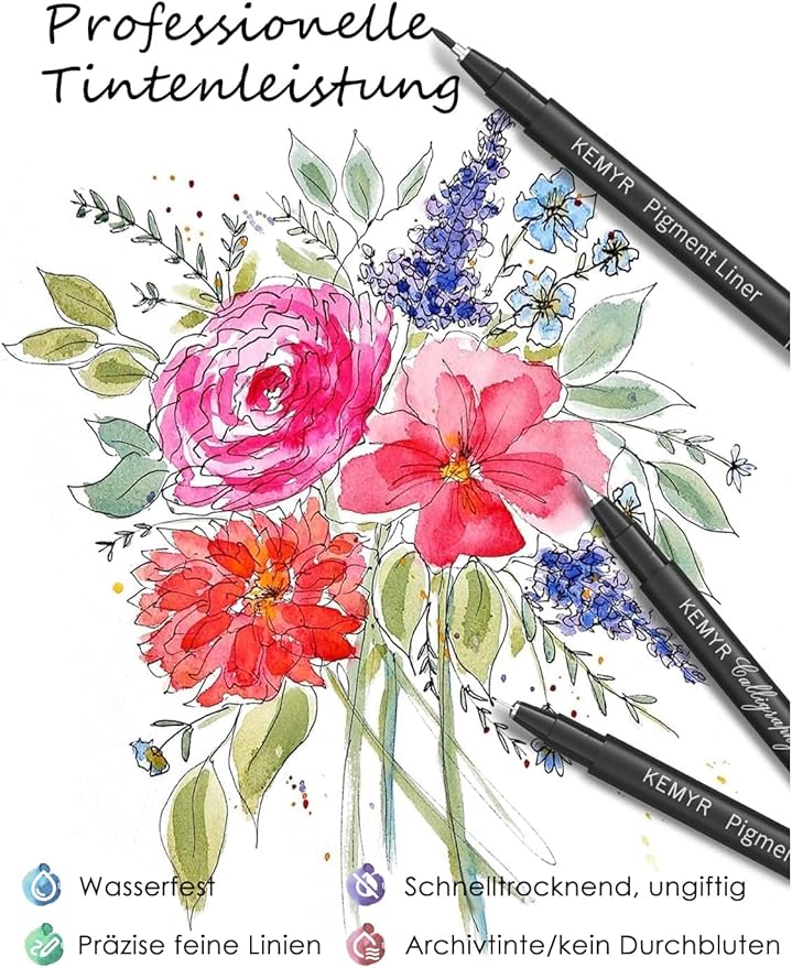 4 Micro Fine liner Drawing Art Pens Calligraphy Pens: XS Size Black Art supplies Waterproof Archival Black Ink Markers For Artists,Use for Professional Watercolor,Sketching-DeskLoop Office