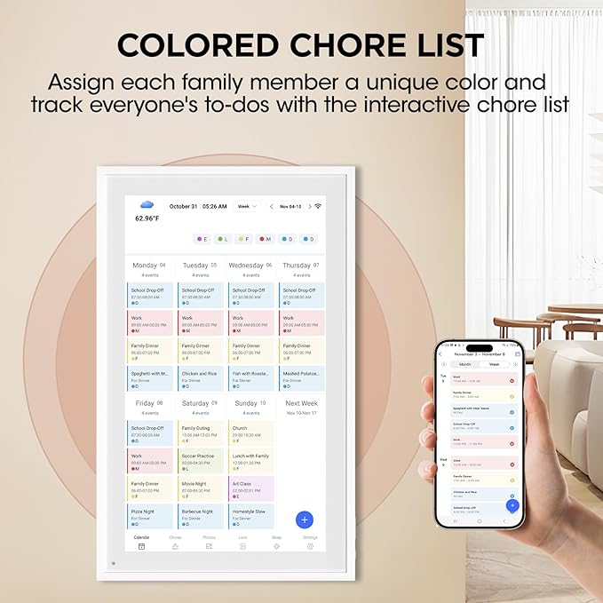 15.6 Inch Smart Digital Calendar, Wall Electronic Calendar, 1920 * 1080 IPS Full HD Touch Screen Display for Family Meal Planner Support - Streamline Household Organization-DeskLoop Office