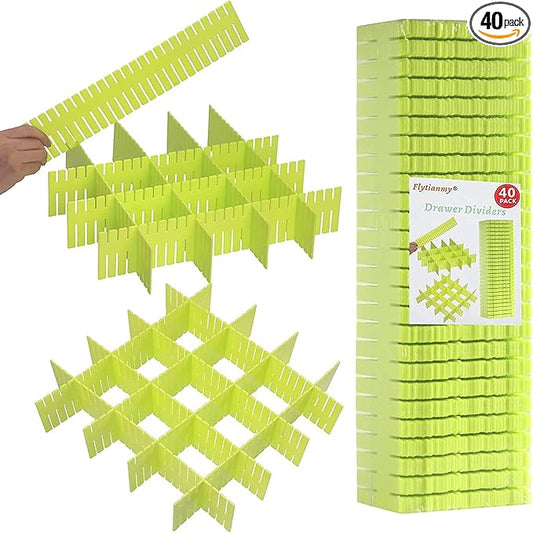 40Pcs Drawer Dividers, Adjustable Drawer Organizer for Socks, Underwear, Makeup, Can Help Tidy Kitchen, Bedroom, Dresser Green-DeskLoop Office