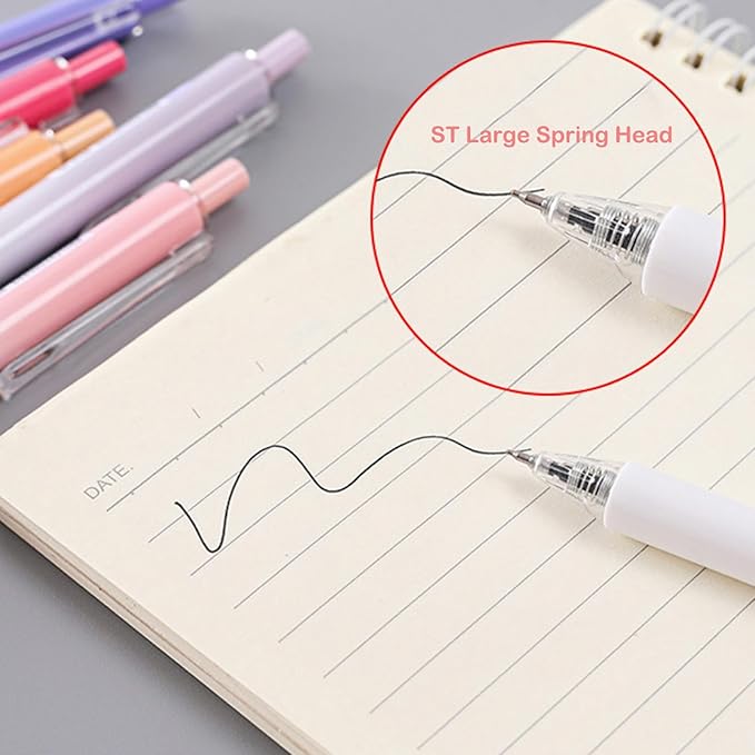 HeTaoCat Retractable Gel Pens, 0.5mm Fine Point, Quick Drying, Writing Drawing, Black ink gel pens, Box of 6 Pens (Black)-DeskLoop Office