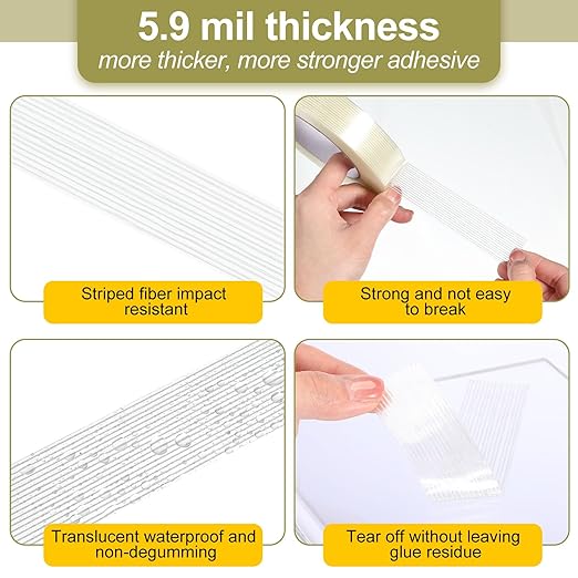 Treela 30 Rolls Filament Strapping Tape 5.5 Mil Transparent Reinforced Fiberglass Heavy Duty Packing Shipping Tape for Sealing Binding Fixing (1 Inch X 60 Yards)-DeskLoop Office