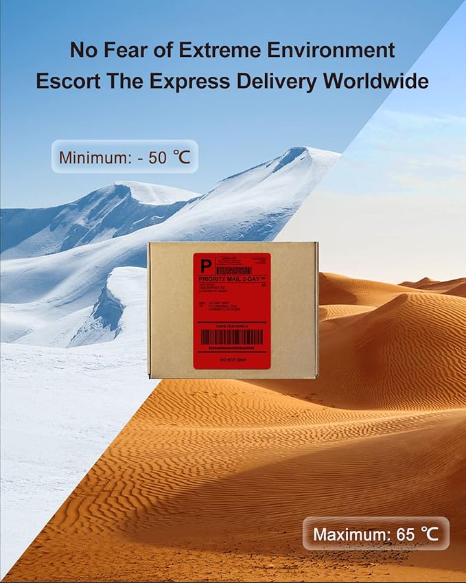 Phomemo 4x6 Thermal Label Printer Paper - 500 PCS Red 4"x6" Fan-Fold Shipping Supplies Labels - Water/Oilproof Label Stickers - Permanent Adhesive 4x6 Mailing Labels Paper for Thermal Printer-DeskLoop Office