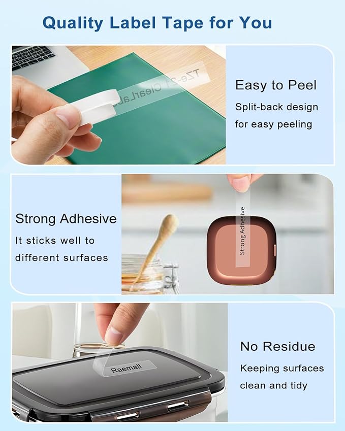 Clear Label Maker Tape Refill Compatible with Brother TZe-131 TZe131 TZe TZ Tape 12mm 0.47 Laminated Clear 1/2'' x 26.2' Black on Clear P Touch Label Tape for PT-D210 PTD220 PT-H110 PT-D600, 5 Pack-DeskLoop Office