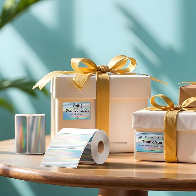 2.25x1.25 Inch Thermal Labels Sliver, Holographic Sliver Barcode Thermal Labels for Thermal Printer and Small Business, Multi-Purpose Rectangle Stickers, 500 Sheets/Roll-DeskLoop Office