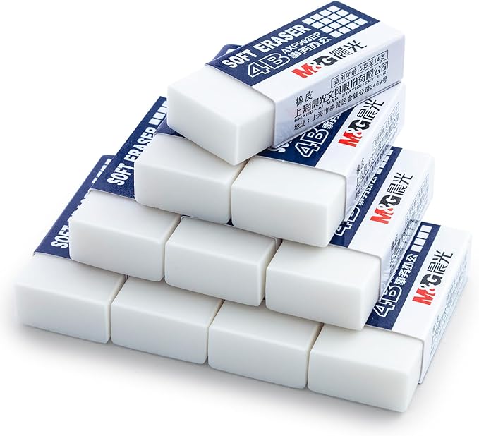 M&G 24 Pack Erasers Pencil Erasers, 4B White Rubber Eraser Rectangular Bulk for Kids School Students Office, Art Erasers for Drawing-DeskLoop Office