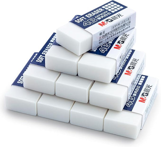M&G 24 Pack Erasers Pencil Erasers, 4B White Rubber Eraser Rectangular Bulk for Kids School Students Office, Art Erasers for Drawing-DeskLoop Office