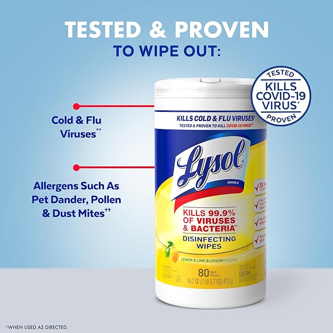 Lysol Disinfectant Wipes, Multi-Surface Antibacterial Cleaning Wipes, For Disinfecting and Cleaning, Lemon and Lime Blossom, Pack of 4 (Packaging may vary)-DeskLoop Office