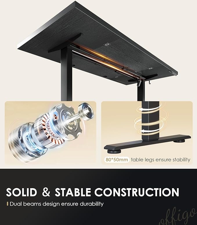 OffiGo Electric Standing Desk with 3-Piece Board, 71 Inch Height Adjustable Large Desk with Power Outlets, Sit Stand Table, Writing Computer Desk for Home, Office, Workstation, Black-DeskLoop Office