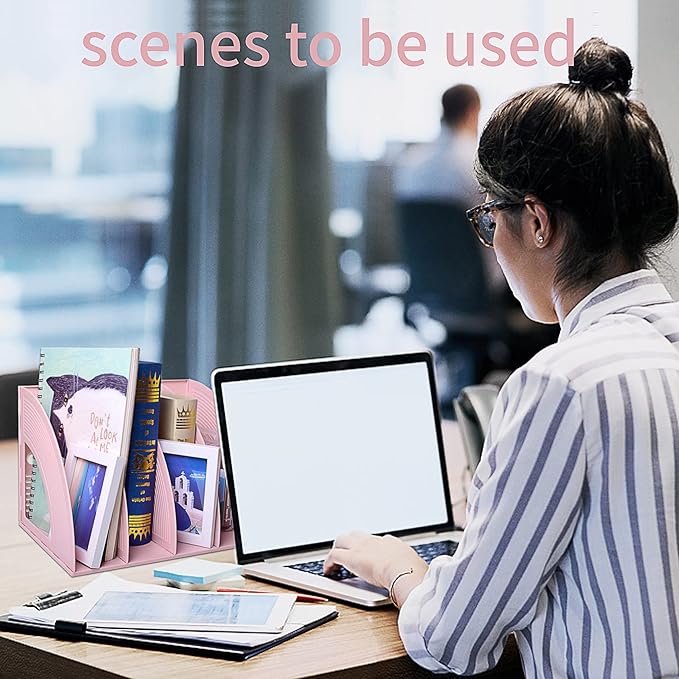 SAYEEC Sturdy Magazine Holder 4 Compartments Plastic Desktop File Organizer - Image 7