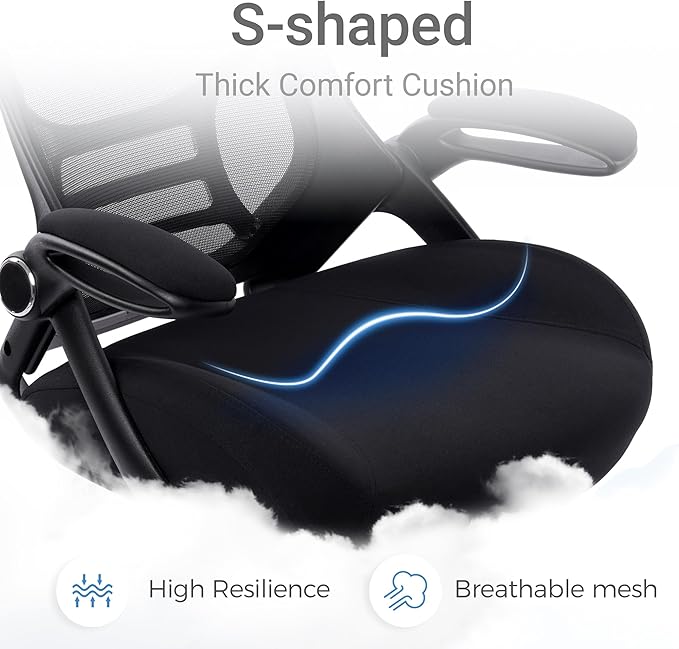 HYLONE Big and Tall 400lbs Heavy Duty Office Chair, 5" Thickened Seat Ergonomic Desk Chair with Adjustable Armrests, Home Office Computer Chairs for Long Hours Mesh Executive Chair(Black)-DeskLoop Office