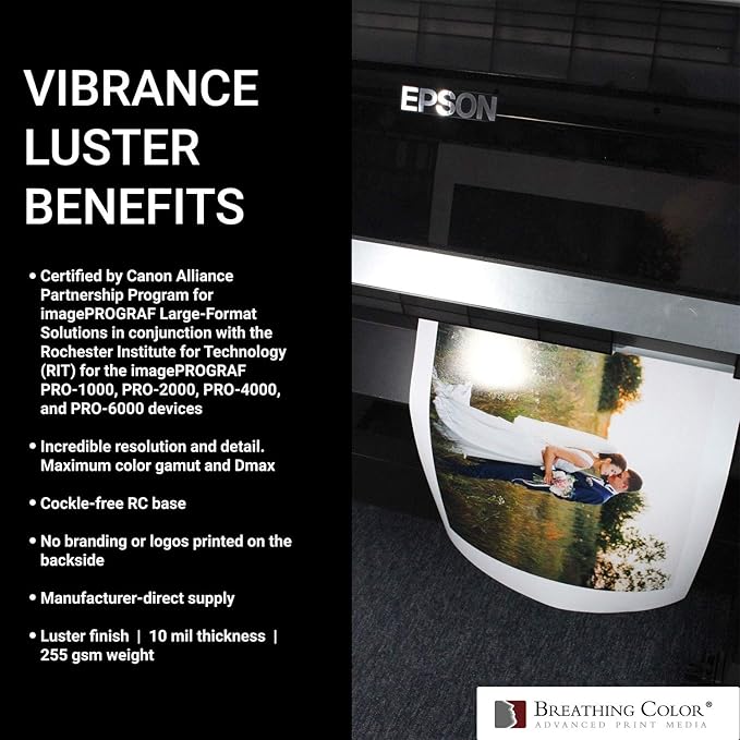 Vibrance Luster Photo Printer Paper 10 mil 255 gsm Luster Finish Premium Photo Paper Sheets 17 inches x 22 inches 50 sheets Works with All Inkjet Printers Including Professional Makes and Models-DeskLoop Office