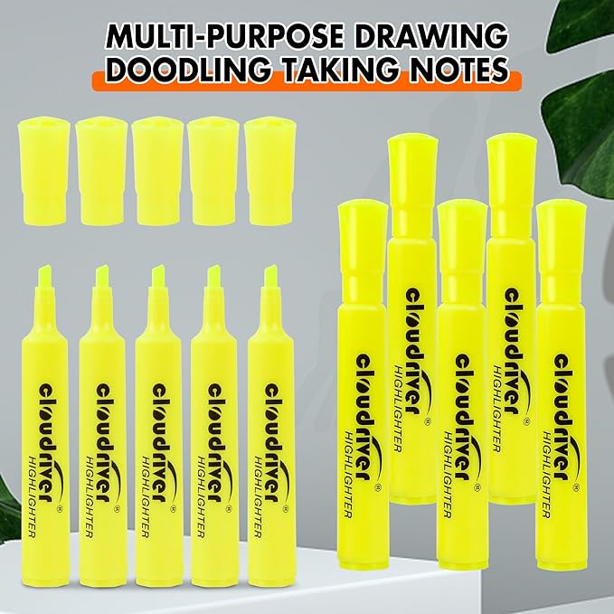 cloudriver Highlighters Bulk Pack of 78, Yellow Highlighter, Chisel Point, Quick Drying Ink, Highlighters Suitable For Classroom, Office And Shop-DeskLoop Office