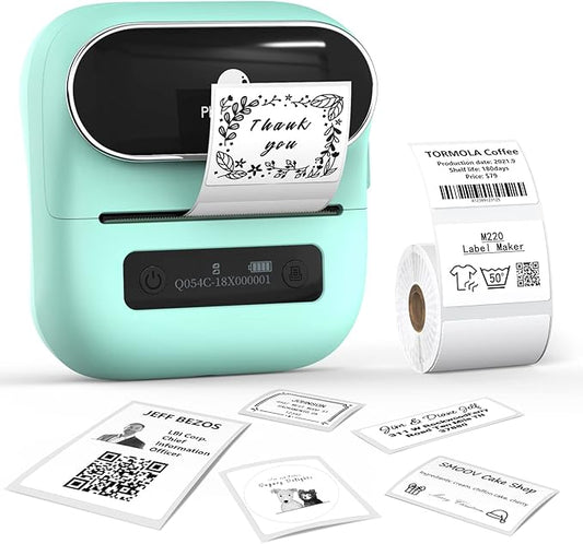 Phomemo M220 Label Maker, New Flagship 3.14 Inch Bluetooth Thermal Label Printer for Barcode, Address, Labeling, Mailing, File Folder, Portable Maker Easy to Use, Support with Smart Phone&PC-DeskLoop Office