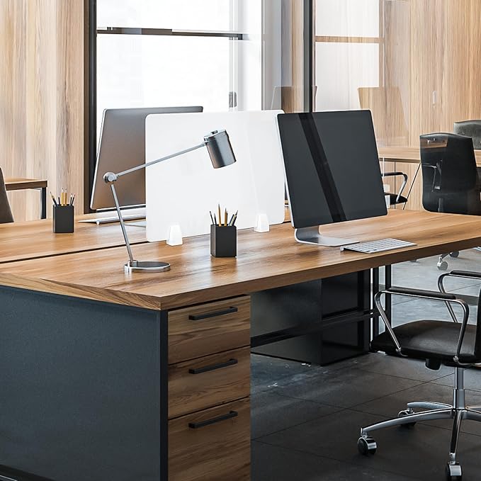 4PCS Acrylic Desk Dividers - 23.6”L x15.8”W White, Office Privacy Partitions with Clamps, Plexiglass Protective Shields for Offices Schools Call Centers-DeskLoop Office