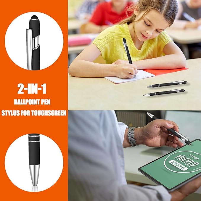 36 Pcs Blue Ink Ballpoint Pen with Stylus 2 in 1 Ballpoint Pen for Touch Screens School Office Coworkers (Multicolor)-DeskLoop Office