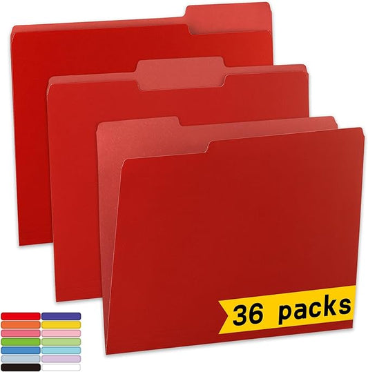 36 Packs File Folder,1/3-Cut Tabs,Red File Folder Letter Size,8.5x11 Pink File Folders for Office,School and Home,Organizer Folder-DeskLoop Office