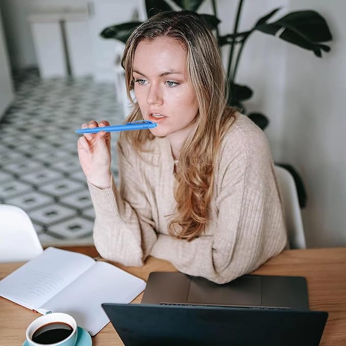 Aozora Pens Bulk 120 Pack Blue Click Pens No Bleed Wholesale Retractable Ballpoint Pens Medium Point,Smooth Ink Pens for Journaling School Office Supplies 1.0MM Blue Ink-DeskLoop Office