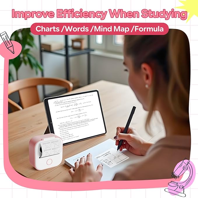 Sticker Printer Machine, Print Pods Mini Maker with 1 Roll Paper, Mini Portable Sticker Maker Y02C, Bluetooth Inkless for Phone, Thermal Portable Machine for Journal, Note, Photos, Learning-DeskLoop Office