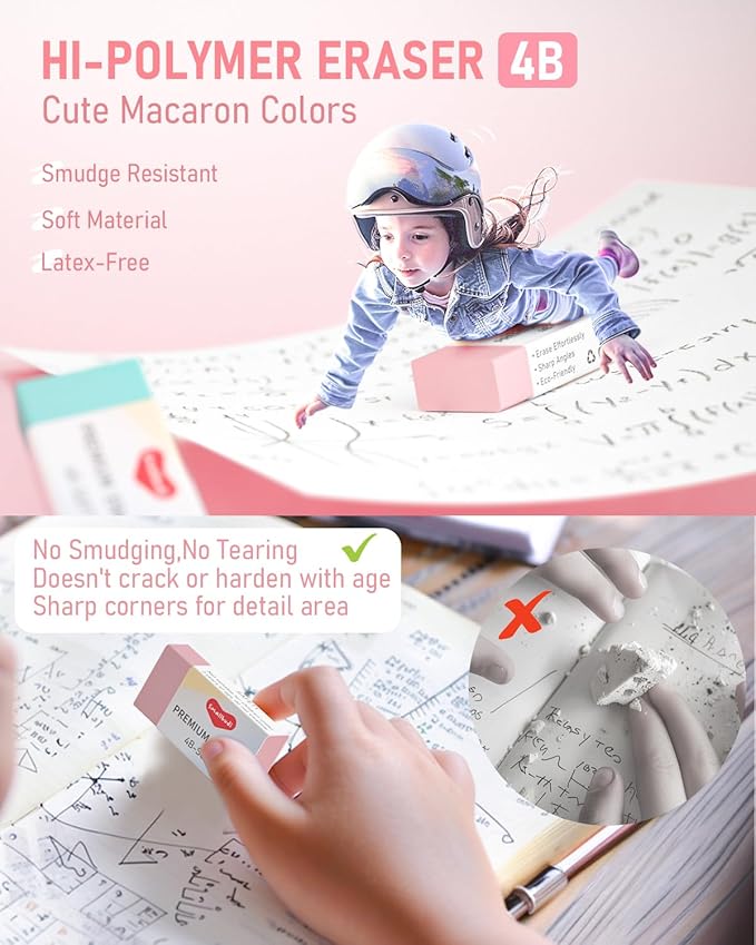 6PCS 0.7mm Mechanical Pencils Set with Case, Cute Pastel Mechanical Pencil with 240PCS HB Lead Refills, 3 Erasers, Aesthetic Back to School Supplies for Student Writing Drawing Sketching-DeskLoop Office