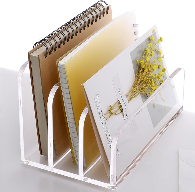 SANRUI Acrylic File Mail Desktop Organizer Sorters, 3 Compartments Laddered - Image 9