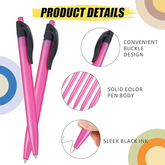 Retractable Red Ballpoint Pen for Smooth Writing 1.0mm Medium Pack of 50, Click pens with Comfort grip, Idea for Journaling, Planner, Note Taking Office School Supplies-DeskLoop Office