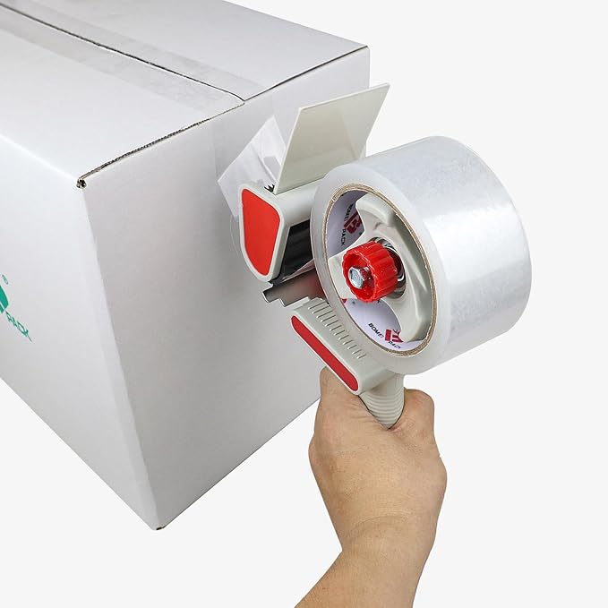 BOMEI PACK Heavy Duty Packaging Tape Dispenser, 2 Inch Tape Gun with Clear Tape, 1 Dispenser + 2 Rolls-DeskLoop Office