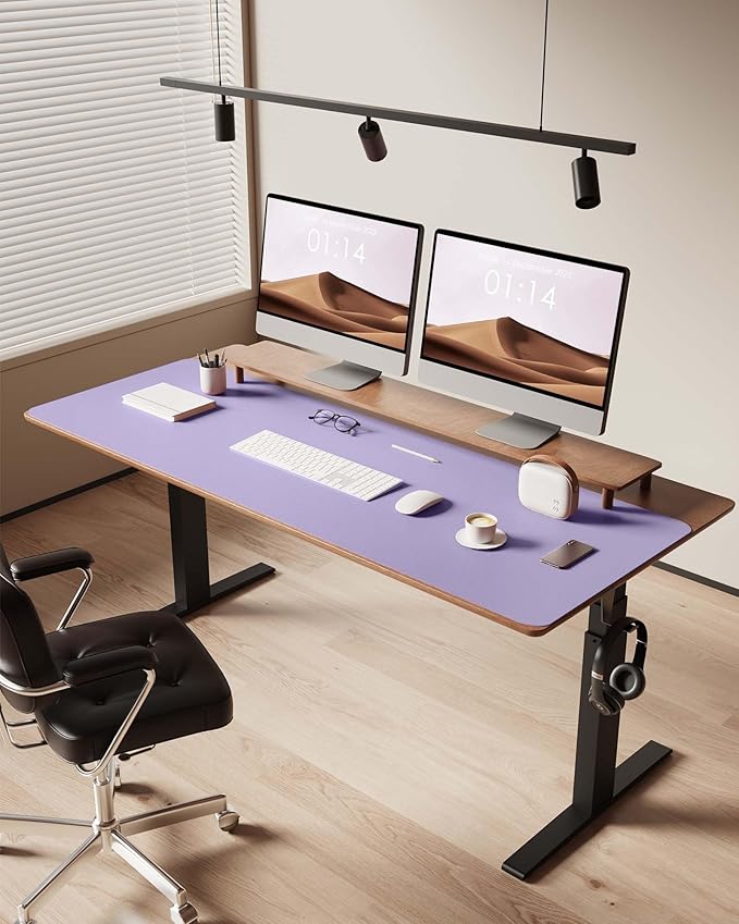 YSAGi Leather Desk Pad Protector, Office Desk Mat, Large Mouse Pad, Non-Slip PU Leather Desk Blotter, Laptop Desk Pad, Waterproof Desk Writing Pad for Office and Home (Light Purple, 47" x 17")-DeskLoop Office