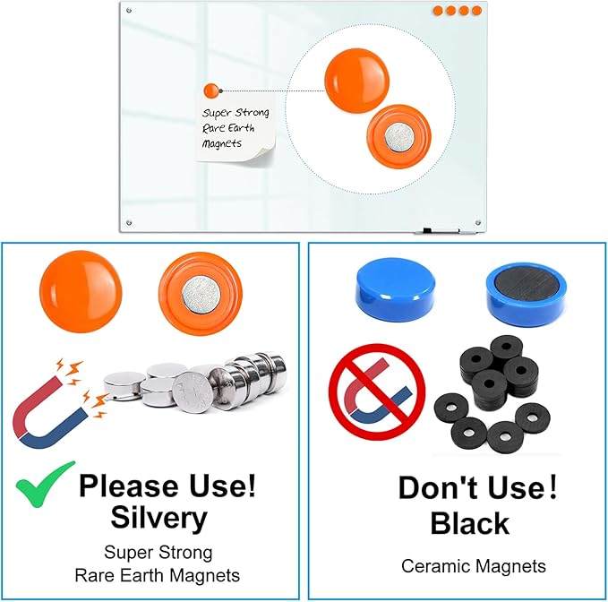 KIZZBY Glass Dry Erase White Board - Magnetic Boards for Wall, 48"x36" Large Frameless Whiteboard for Office, Home & School-DeskLoop Office