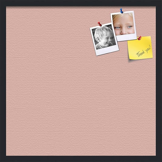 PinPix 24x24 Inch Cork Bulletin Board. This Decorative Framed Pin Board Comes with Pink Pastel Design and a Satin Black Frame. Ideal for Home Office Decor or Message Board (PinPix-1813)-DeskLoop Office