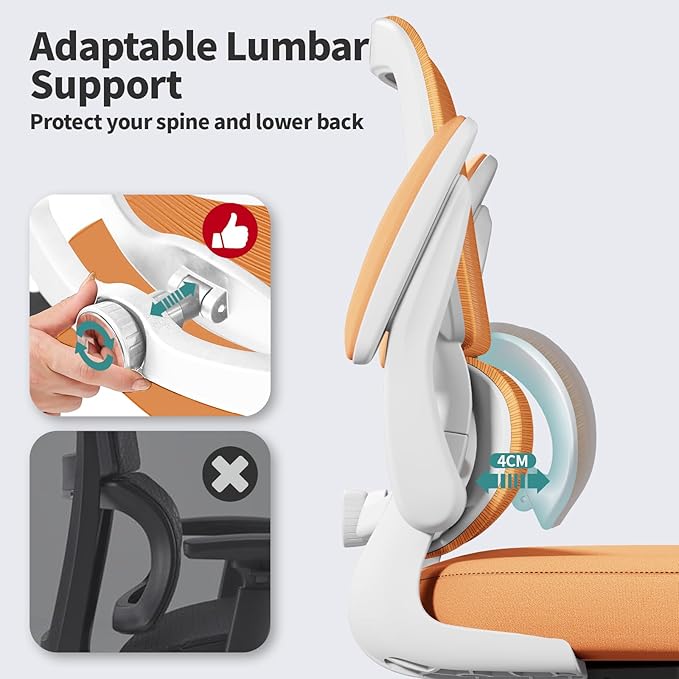 TRALT Office Chair - Ergonomic Desk Chair with Adjustable Lumbar Support, Mesh Computer Chair, Executive Chairs for Home Office Comfortable Lumbar Support (Orange)-DeskLoop Office