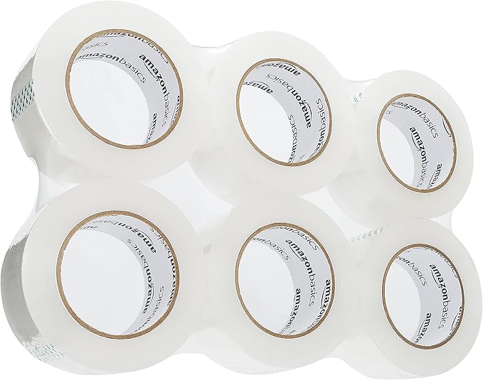Amazon Basics Packing Tape for Moving boxes, Shipping Tape Refills, Clear, 1.88-Inch Wide x 109 Yards, 6-Pack, Total 654 Yards-DeskLoop Office