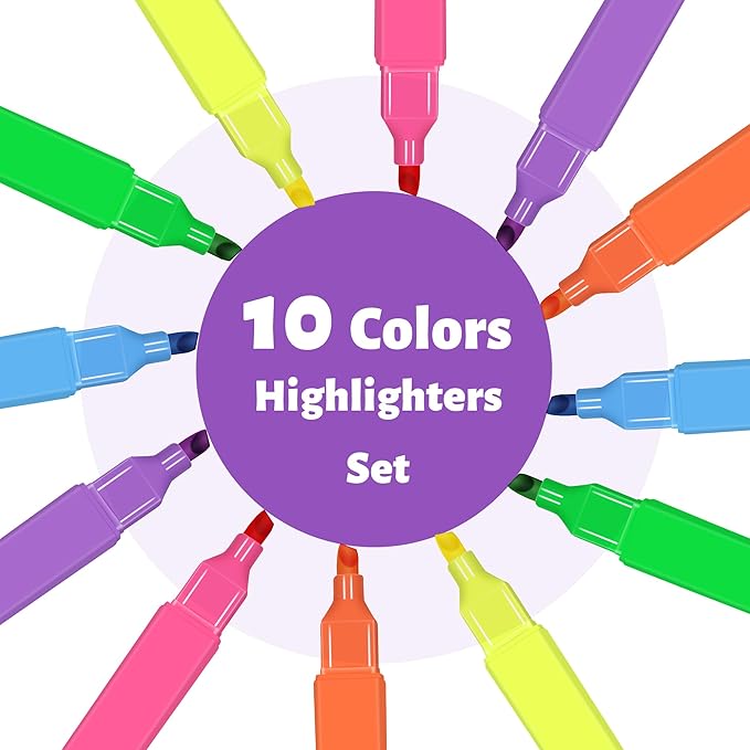 Highlighters,12pcs Aesthetic Pastel Highlighters, Chisel Tip Book Highlighter, Cute Pens with Chisel Tip, No Bleed Bible Highlighter Assorted Colors-DeskLoop Office