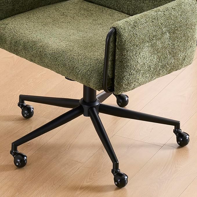 Kidol & Shellder Office Desk Chair Set of 4 with Arm, Swivel Adjustable Height with Wheels Comfortable Wide Seat for Home Office, Bedroom, Makeup Room, Green-DeskLoop Office