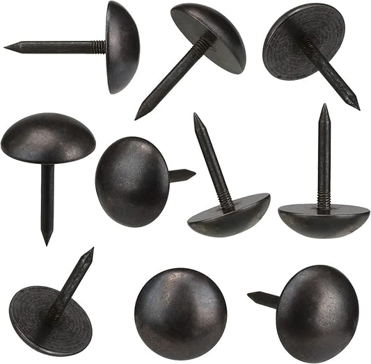Retro Solid Pure Brass Tacks as Antique Upholstery Nails for Furniture, Decorative Push Pins for Wood,Carpet Tacks,Hardware Tacks,Cap Nails,Thumb Tacks,Brass Fasteners(7/10",18mm Black Color,10 Pcs)-DeskLoop Office
