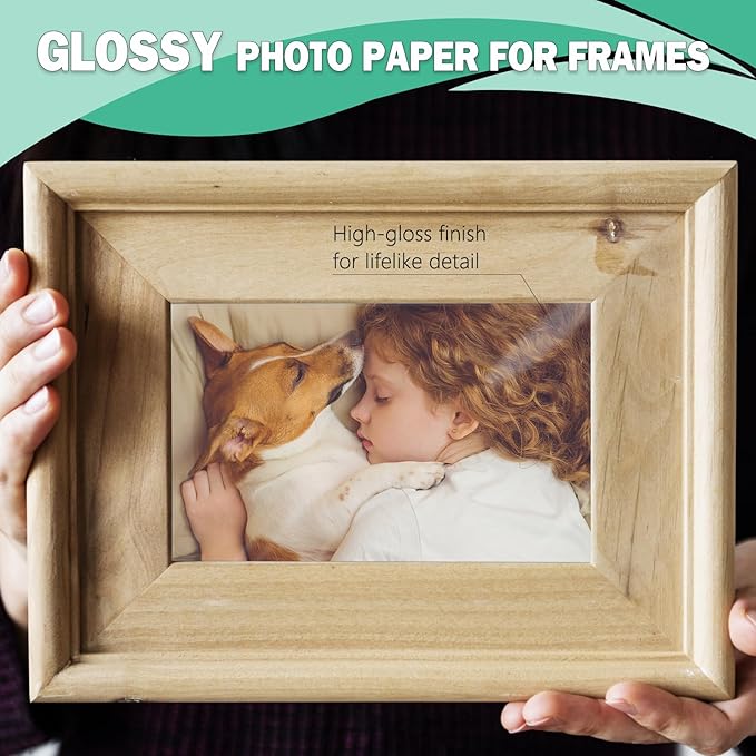 Glossy Photo Paper 8.5x11 48lb, 100 Pack, US Letter Size, for Inkjet Printer, 180 gsm-DeskLoop Office