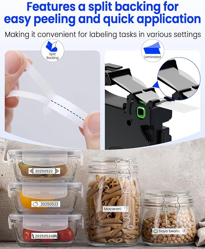 Airmall Replace for Brother Label Maker Tape TZe-231 TZe TZ Tape 12mm 0.47 Inch Laminated White TZe231 Black on White Compatible with Brother P-Touch 1/2" PT-D210 D220 H110 D400 D410 1280, 10-Pack-DeskLoop Office