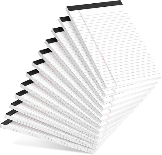12pcs Small Note Pad 5x8 College Ruled White Legal Pads Paper Notepads 12 Pack Study Back Writing Pads 5 x 8 Legal Pads Perforated Narrow Ruled Pads of Paper White-DeskLoop Office