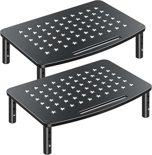 Zimilar 2 Pack Monitor Stands, 3 Height Adjustable Riser for Laptop, Printer, iMac, PC, Premium Metal Stand for 2 Monitors-DeskLoop Office