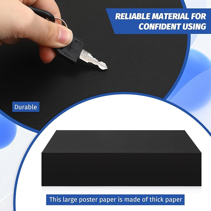 100 Pcs Printer Paper 11 x 17 Inch Copy Paper 52 lb Glossy Paper Heavy Weight Cardstock Tabloid Paper Heavy Card Stock for Presentation Laser Back to School Office Supplies (Black)-DeskLoop Office
